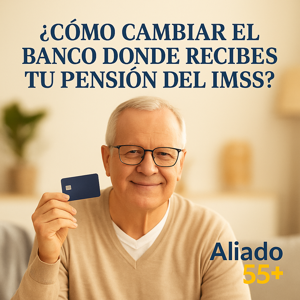 Persona adulta mayor firmando papeles frente a un escritorio, representando el cambio de banco para recibir la pensión IMSS.